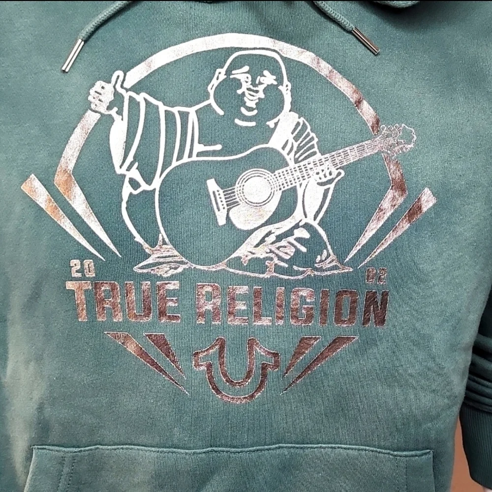 TRUE RELIGION GREEN SWEATSHIRT EITH SILVER LOGO, UNISEX